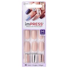 Накладные ногти KISS imPRESS Press-On Manicure средняя длина безмятежность 30 шт.