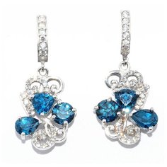 Silver WINGS Серьги из серебра топаз london blue, куб.цирконий 220117-32-86