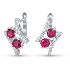 Silver WINGS Серьги из серебра рубин, куб.цирконий 22knys1306-155