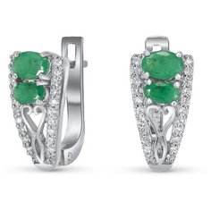 Silver WINGS Серьги из серебра изумруд, куб.цирконий 22gre2113-69