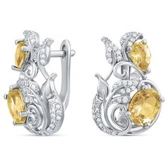 Silver WINGS Серьги из серебра цитрин, куб.цирконий 22knys1407-155