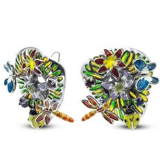 Silver WINGS Серьги из серебра, эмаль, куб.цирконий, венецианское стекло 220019-90-223