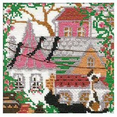 Риолис Набор для вышивания Город и кошки. Лето 13 х 13 см (612)