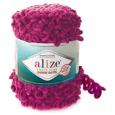 Пряжа Alize Puffy Fine Ombre Batik, 100 % полиэстер, 500 г, 73 м, 7279 фуксия