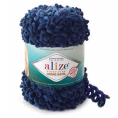 Пряжа Alize Puffy Fine Ombre Batik, 100 % полиэстер, 500 г, 73 м, 7266 темно-синий
