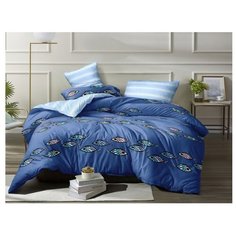 Постельное белье 2-спальное с евро простыней Бояртекс Luxor 011193 aa df AB, бязь, 70 х 70 см синий/голубой