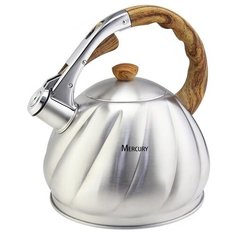 Mercury Чайник со свистком MC-6590/MC-6591 3.5 л, серебристый/коричневый