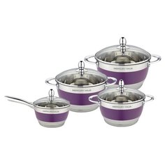 Набор посуды MercuryHaus MC-7014/MC-7015/MC-7016 8 пр. серебристый/фиолетовый