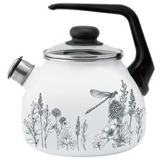 Appetite Чайник со свистком 4с209я Flora-2 3 л, белый/серый