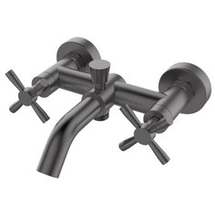 Смеситель для ванны с подключением душа Orange Mia M34-100 (цвет), графит двухрычажный