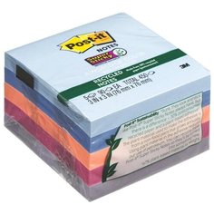 Post-it Блок-кубик Super Sticky, 76 х 76 мм, 5 блоков по 90 листов (654-5SSNRP) синий/фиолетовый/розовый