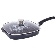 Сковорода-гриль Kukmara Granit Ultra 282а 28x28 см с крышкой, съемная ручка, blue