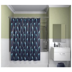 Штора для ванной IDDIS B08P218i11 180х200 темно-синий/бирюзовый