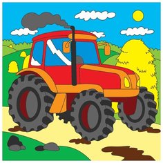 Рыжий кот картина по номерам "Яркий трактор" 15 х 15 см (Х-9379)