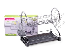 Сушилка для посуды двухъярусная Kamille 55x24.5x37cm Grey 0762B