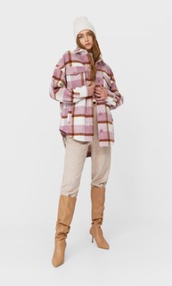 Stradivarius Куртка Рубашечного Кроя В Клетку Женская Коллекция Multicolor S