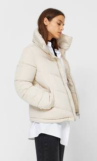 Stradivarius Стеганая Куртка С Высоким Воротником Женская Коллекция Ванильный Xs