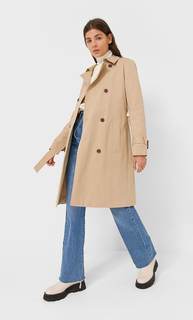 Stradivarius Базовый Тренч Из Непромокаемой Ткани Женская Коллекция Бежевый Средний L