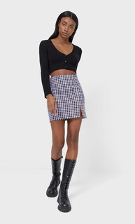 Stradivarius Мини-Юбка С Декоративной Строчкой Женская Коллекция Multicolor Xl