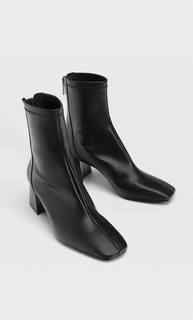 Stradivarius Ботильоны На Среднем Каблуке С Эластичным Голенищем Женская Коллекция Черный 38