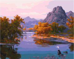Картина по номерам Paintboy PK 45085 Осенний закат у горной реки 40*50 Эксклюзив