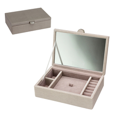 Шкатулка для хранения драгоценностей из экокожи серого цвета, Boutique LC Designs 70946