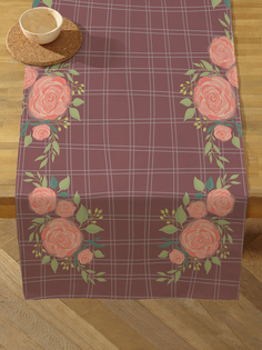 Дорожка на стол 50х140 см Розы бордовая Sfer.Tex