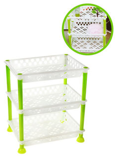 Этажерка 3х-ярусная прямоугольная VOGUE STORAGERACK, 29х21х33,5 см (Цвет: Зелёный ) Markethot