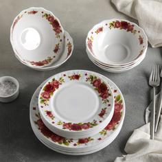 Сервиз столовый «Поэзия роз», 18 предметов: 6 тарелок 17,5 см / 23 см / 15×5 см Доляна