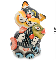 Фигурка "Кот-Рыболов" цв. (Гжельский фарфор) Art East