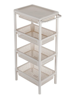 Этажерка прямоугольная с выдвижным ящиком Ар-Пласт Хозяюшка, слоновая кость