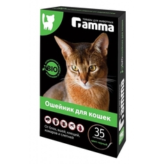 Ошейник для кошек против блох, власоедов, вшей, клещей, комаров Gamma черный, 35 см