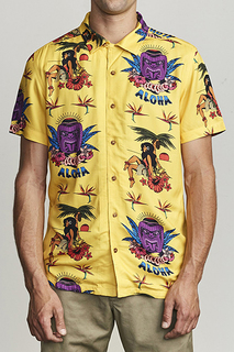 Рубашка RVCA Dmote Tiki Golden Yellow, желтый, L