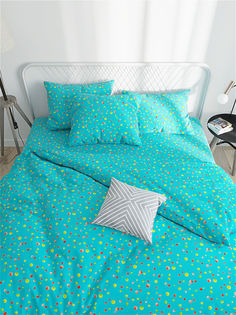 Пододеяльник Сказка "Акварель (голубая)" 2-спальный на молнии 175х215 см