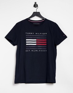 Темно-синяя футболка с логотипом Tommy Hilfiger-Темно-синий