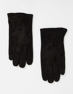 Черные замшевые перчатки ASOS DESIGN-Черный цвет