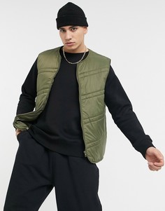 Стеганый жилет цвета хаки ASOS DESIGN-Зеленый цвет