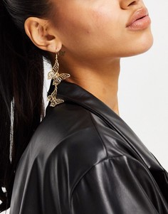 Золотистые серьги с подвеской в виде бабочки ASOS DESIGN-Золотистый