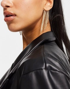 Золотистые серьги-каффы со стразами на подвесках ASOS DESIGN-Золотистый