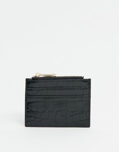 Черный кошелек для мелочи и платиковых карт с фактурой под кожу крокодила ASOS DESIGN-Сиреневый