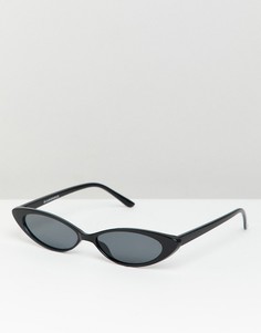 Черные узкие солнцезащитные очки "кошачий глаз" Glamorous-Черный