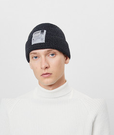 Черная шапка-бини с накладкой Bershka-Черный