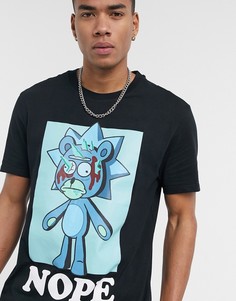 Черная футболка с принтом на спине Bershka Rick and Morty Nope-Черный цвет