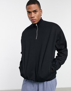 Черный oversized-свитшот из органического материала с короткой молнией и воротом-трубой ASOS DESIGN-Черный цвет