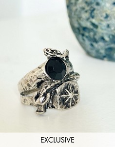 Серебристое наборное кольцо Reclaimed Vintage inspired-Серебристый