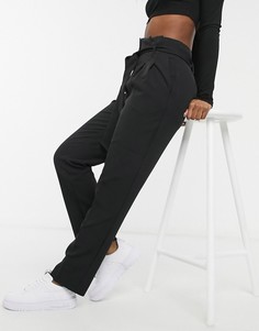 Черные брюки с присборенным поясом New Look-Черный цвет