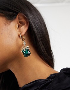 Золотистые серьги-кольца со змеей вокруг камня ASOS DESIGN-Золотистый