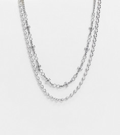 Ярусное ожерелье из нескольких цепочек с жемчужинами Reclaimed Vintage Inspired-Серебристый