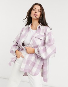 Oversized куртка-рубашка в фиолетовую и белую клетку ASOS DESIGN-Многоцветный