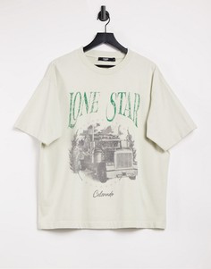 Oversized-футболка с принтом "Lone Star" Jaded London-Бежевый